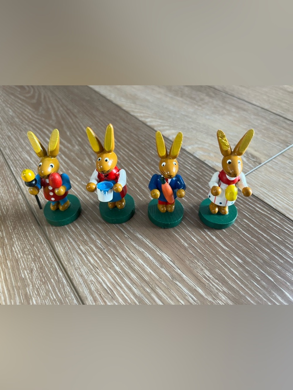 Heitmann Deco Handcrafted Wooden Easter Bunny Figurines set